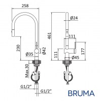 MEDIDAS MONOMANDO COCINA EXTRAIBLE BRUMA